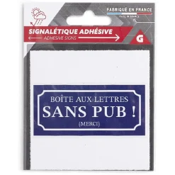 Signalétique adhésive "Boîte aux lettres sans pub" - Bleu, 8x8 cm < Gifi Online