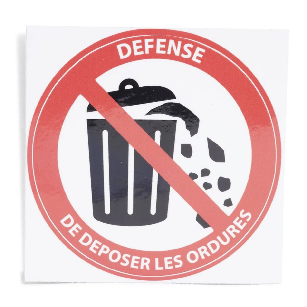 Signalétique adhésive "Défense de déposer les ordures" - 8x8 cm