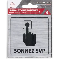 Signalétique adhésive "Sonnez svp" - 8x8 cm < Gifi New