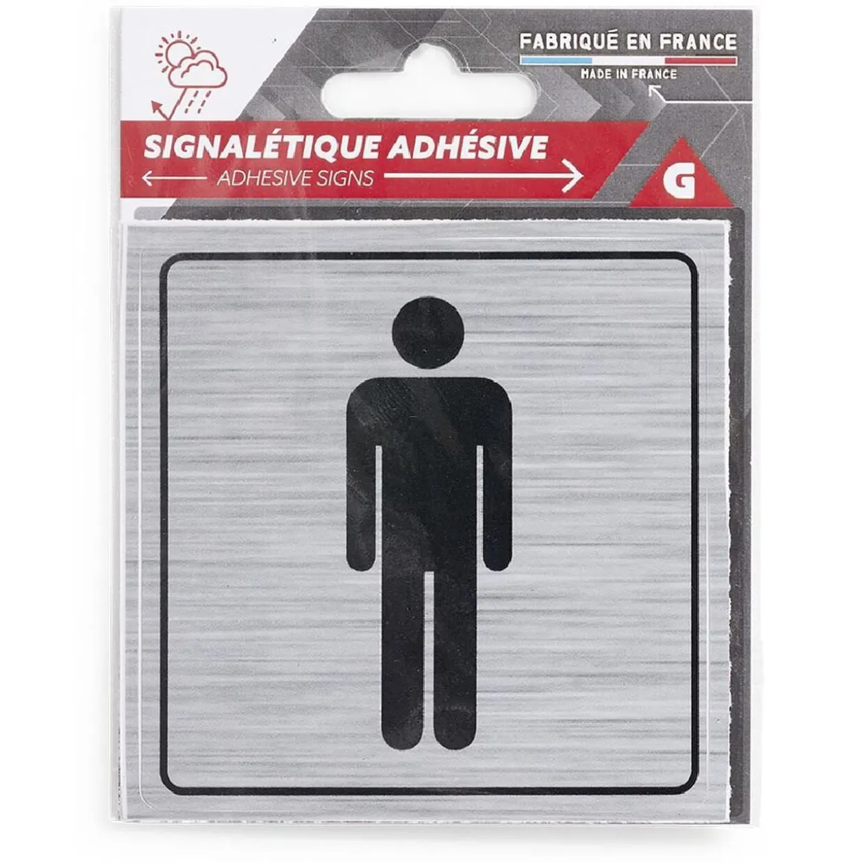 Signalétique adhésive "WC homme" - 8x8 cm