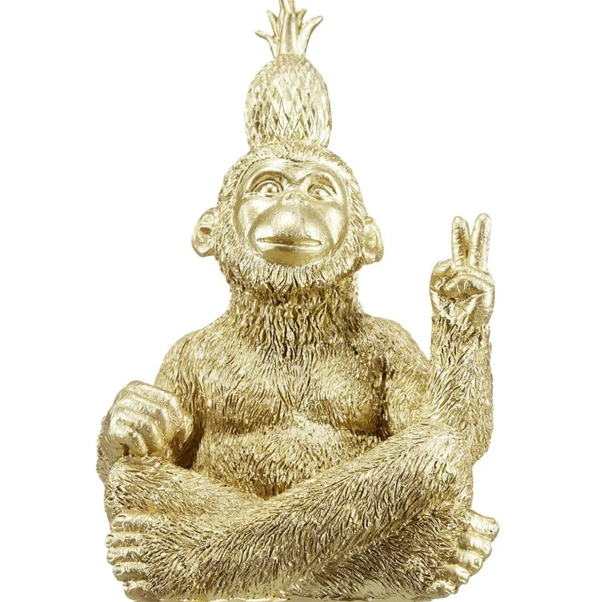 Singe assis décoratif geste peace and love doré H.20 cm < Gifi Best