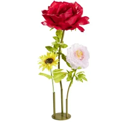 Socle repose-fleur 3 tiges métal vert olive Ø29,5xH40,5cm < Gifi Clearance