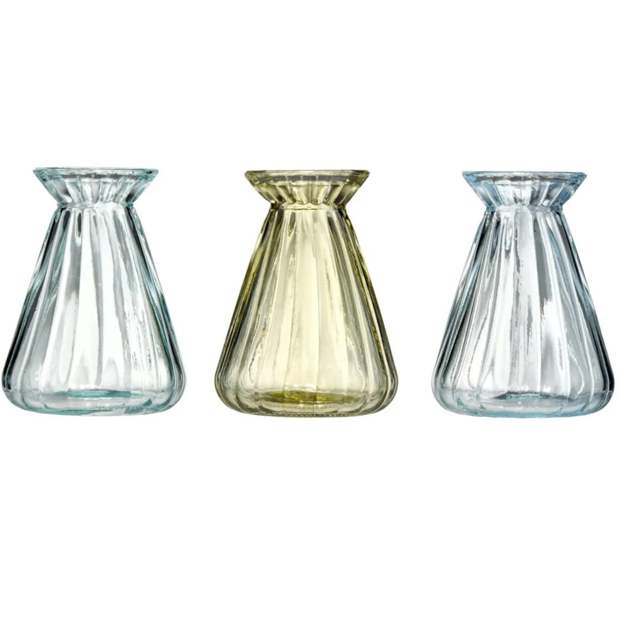 Soliflore évasé x3 en verre bleu et vert Ø8xH10cm < Gifi Outlet