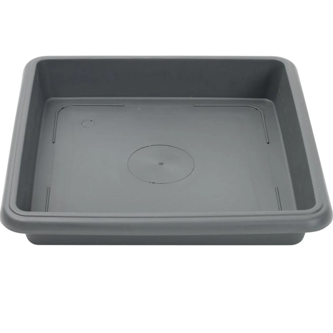 Soucoupe carrée pot de fleur plastique gris anthracite 27,5x27,5cm
