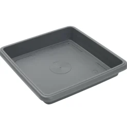 Soucoupe carrée pot de fleur plastique gris anthracite 27,5x27,5cm