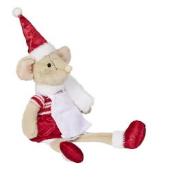 Souris de Noël effet fourrure à poser H45cm (2 modèles)