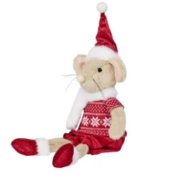 Souris de Noël effet fourrure à poser H45cm (2 modèles)