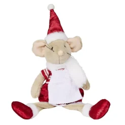 Souris de Noël effet fourrure à poser H45cm (2 modèles)