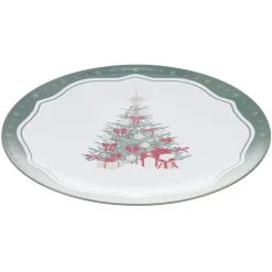 Sous-assiette imprimé contour vichy et branche de houx Ø33 cm vert < Gifi Discount