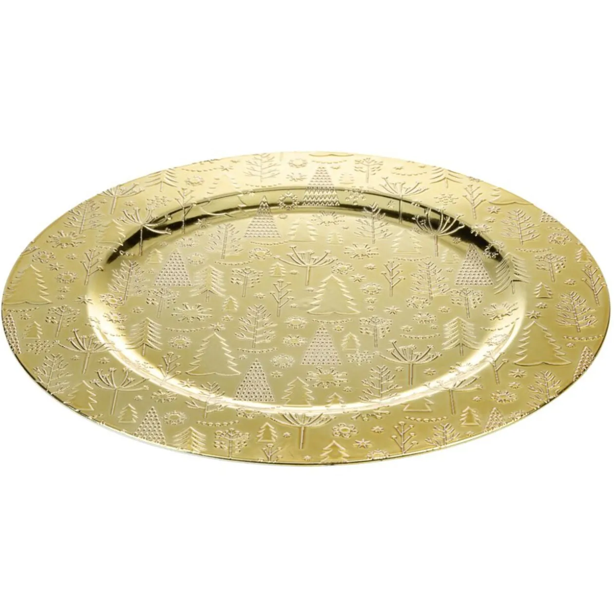 Sous-assiette imprimé sapin de Noël Ø33 cm doré