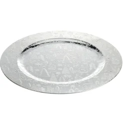 Sous-assiette imprimé sapin de Noël Ø33 cm argenté < Gifi Clearance