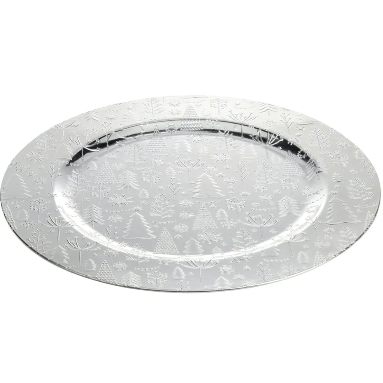 Sous-assiette imprimé sapin de Noël Ø33 cm argenté < Gifi Clearance