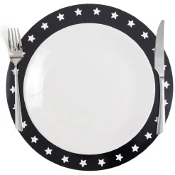 Sous assiette rebord étoile plastique noir Ø34cm x4