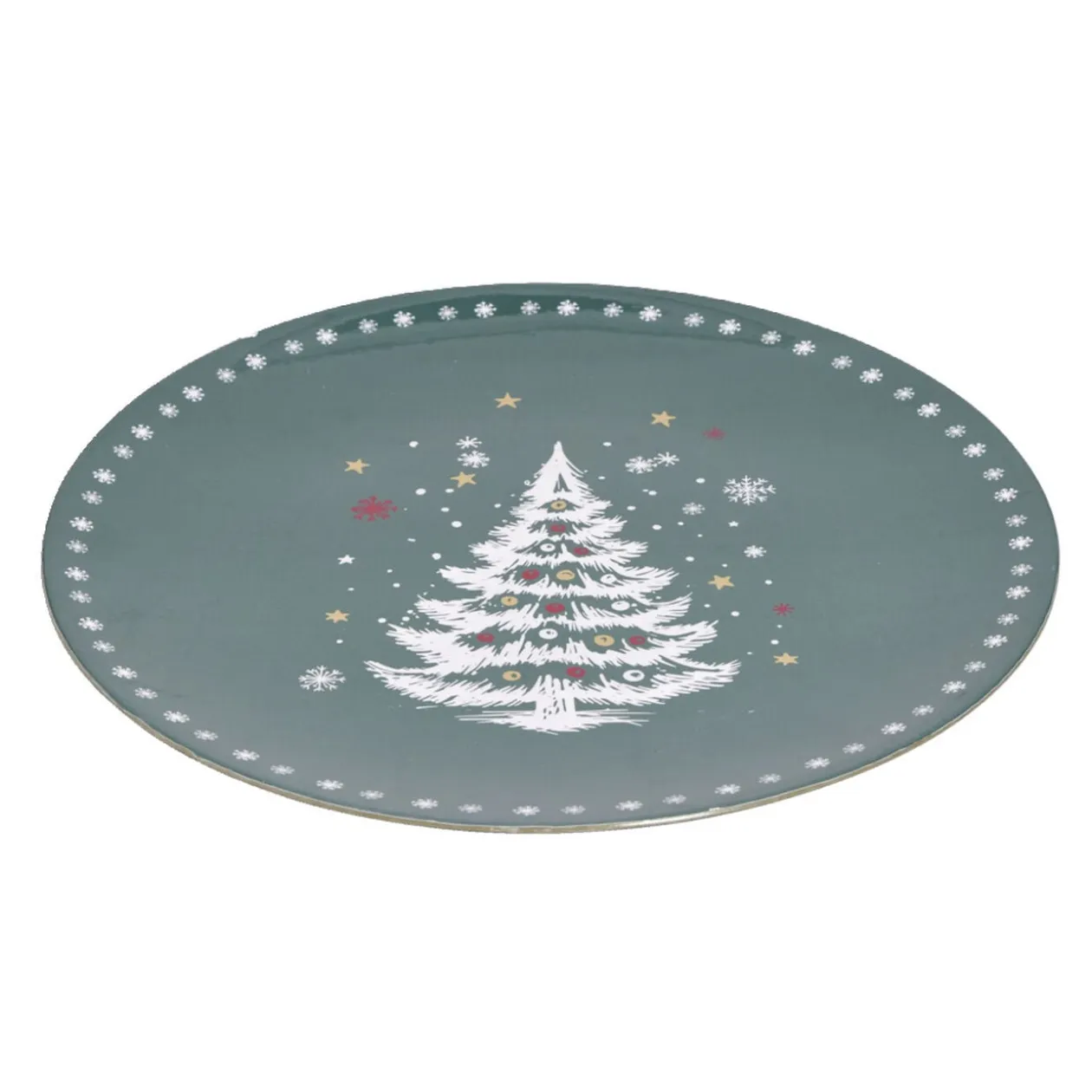 Sous assiette ronde plastique vert motif sapin de Noël Ø33cm
