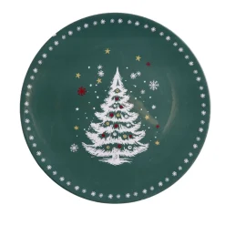 Sous assiette ronde plastique vert motif sapin de Noël Ø33cm