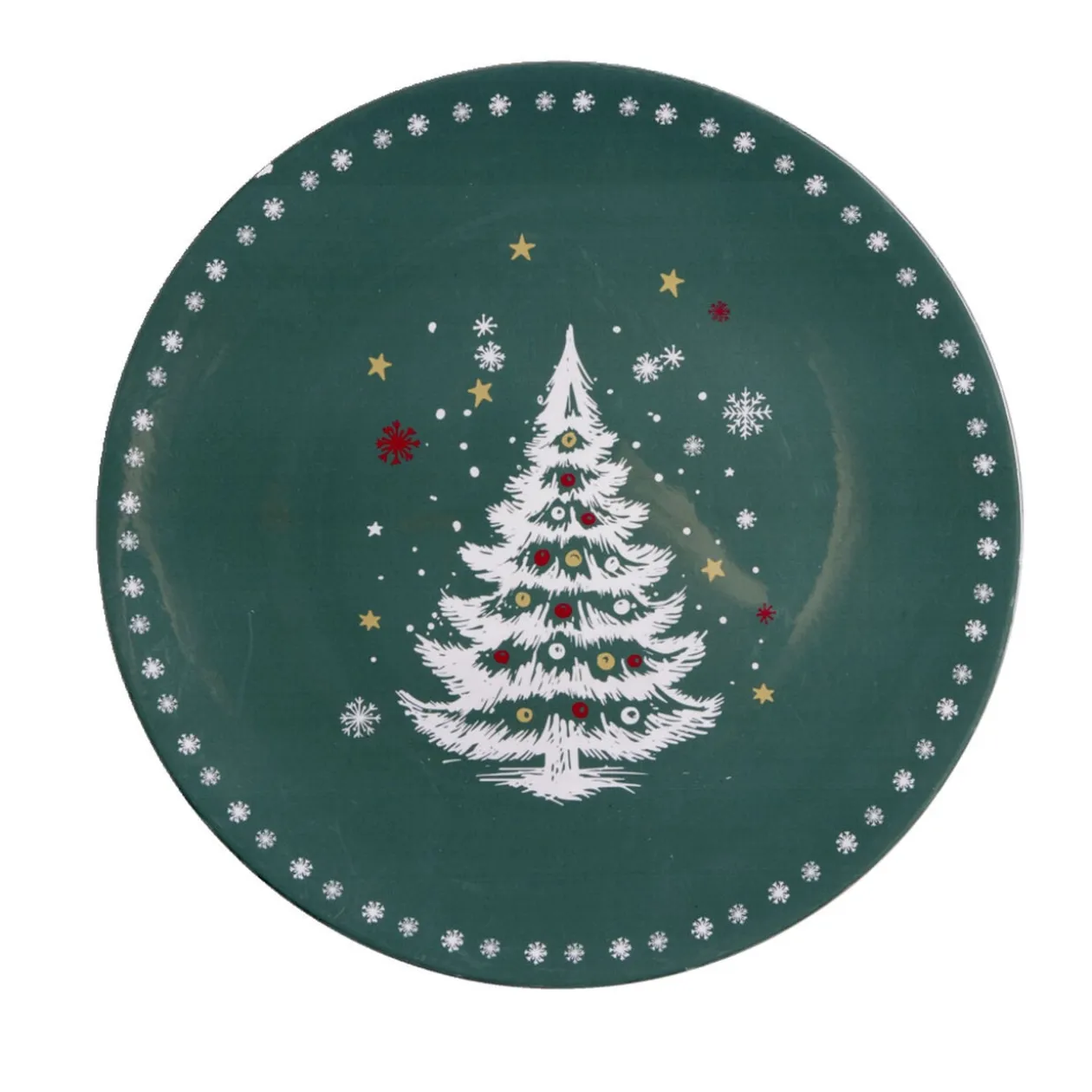 Sous assiette ronde plastique vert motif sapin de Noël Ø33cm
