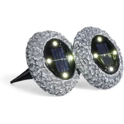 Spot solaire encastrable design rocher LED blanc froid à planter x2 < Gifi Outlet