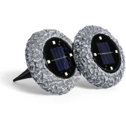 Spot solaire encastrable design rocher LED blanc froid à planter x2 < Gifi Outlet