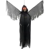 Squelette volant à suspendre lumineux noir yeux rouges 120xH170cm