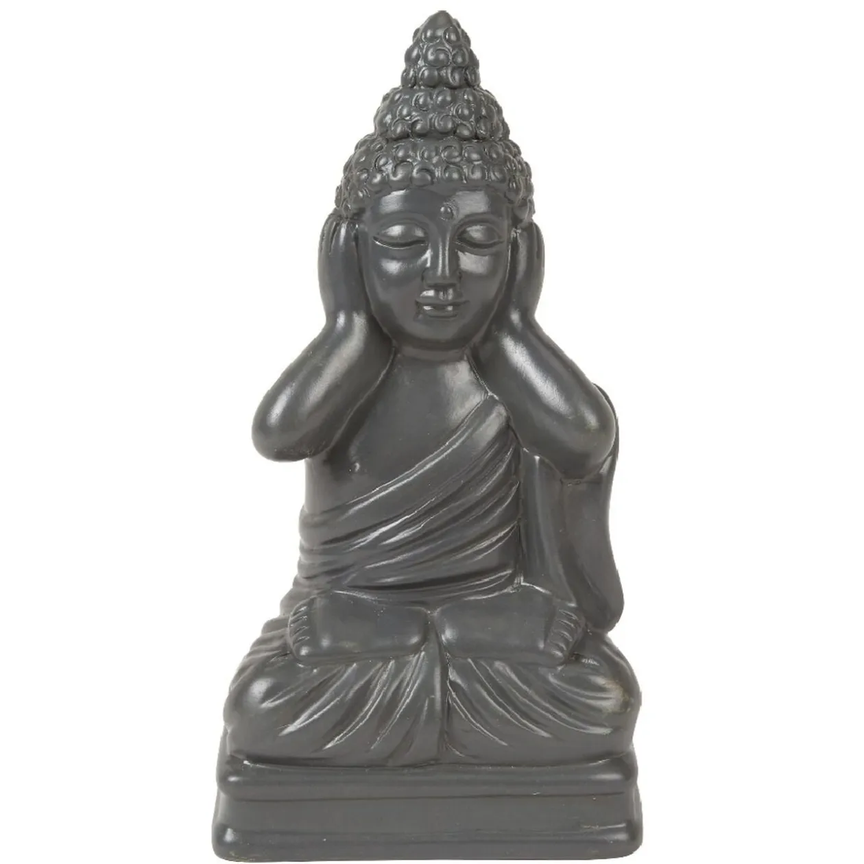 Statue Bouddha de la sagesse résine gris foncé