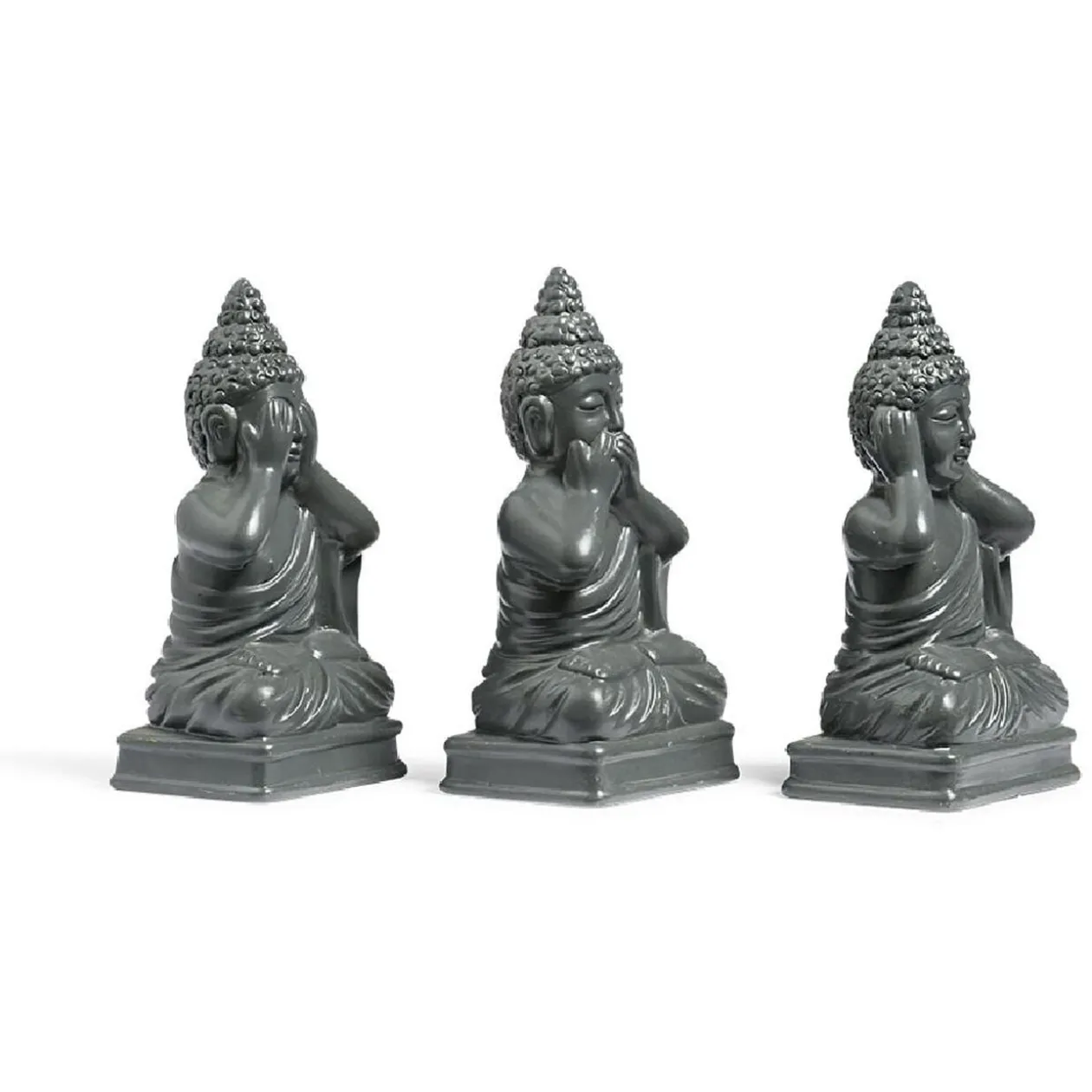 Statue Bouddha de la sagesse résine gris foncé