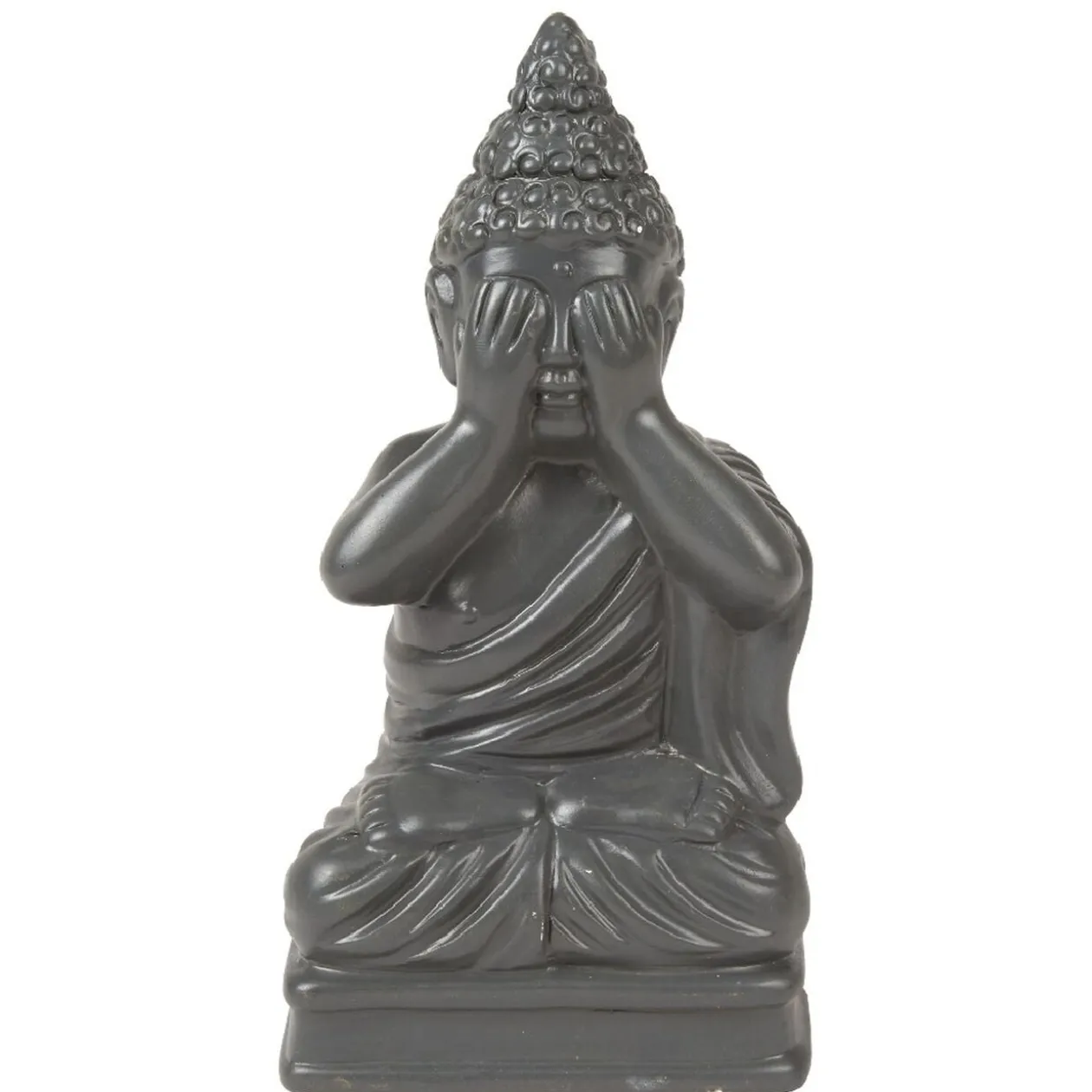 Statue Bouddha de la sagesse résine gris foncé