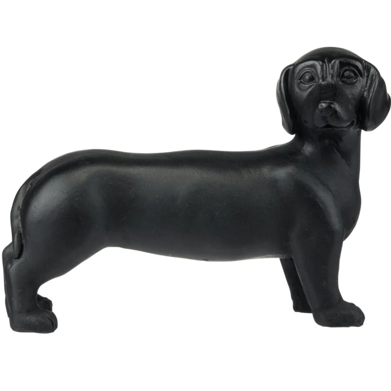 Statue chien teckel en résine petit modèle L16,5xH10cm (2 modèles noir ou blanc)
