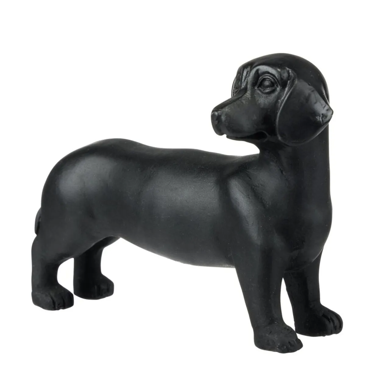 Statue chien teckel en résine petit modèle L16,5xH10cm (2 modèles noir ou blanc)
