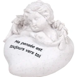 Statuette ange et coeur funéraire avec inscription pensée < Gifi Clearance