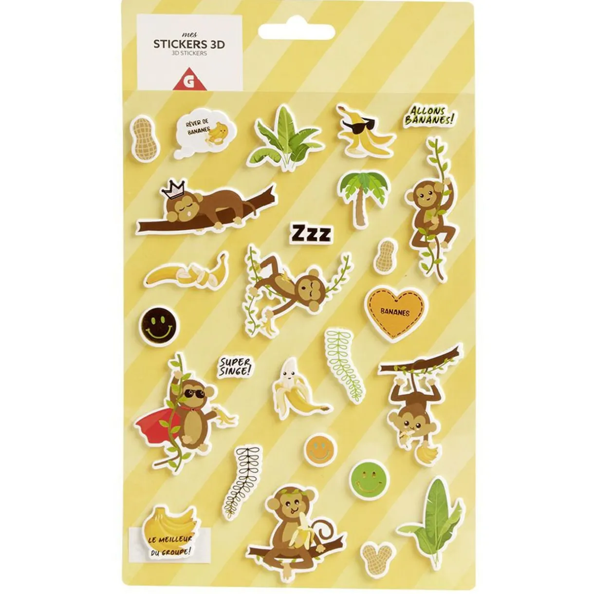 Sticker 3D enfant 1 feuille licorne ou ouistiti < Gifi New