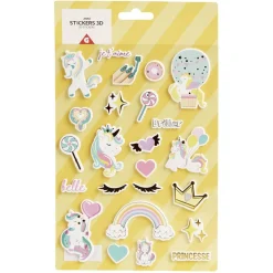 Sticker 3D enfant 1 feuille licorne ou ouistiti < Gifi New