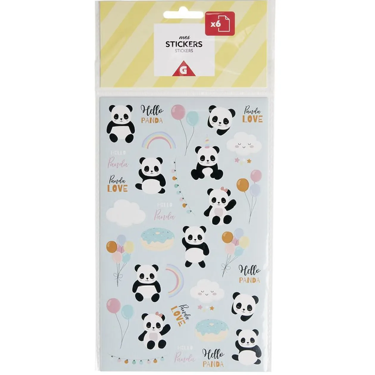Sticker enfant licorne panda dinosaure 6 feuilles