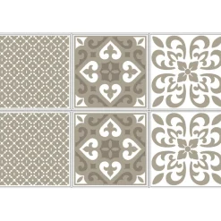Sticker imitation carreau de ciment 10x10 cm taupe x6 < Gifi Outlet