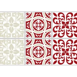 Sticker imitation carreau de ciment 10x10 cm rouge x6