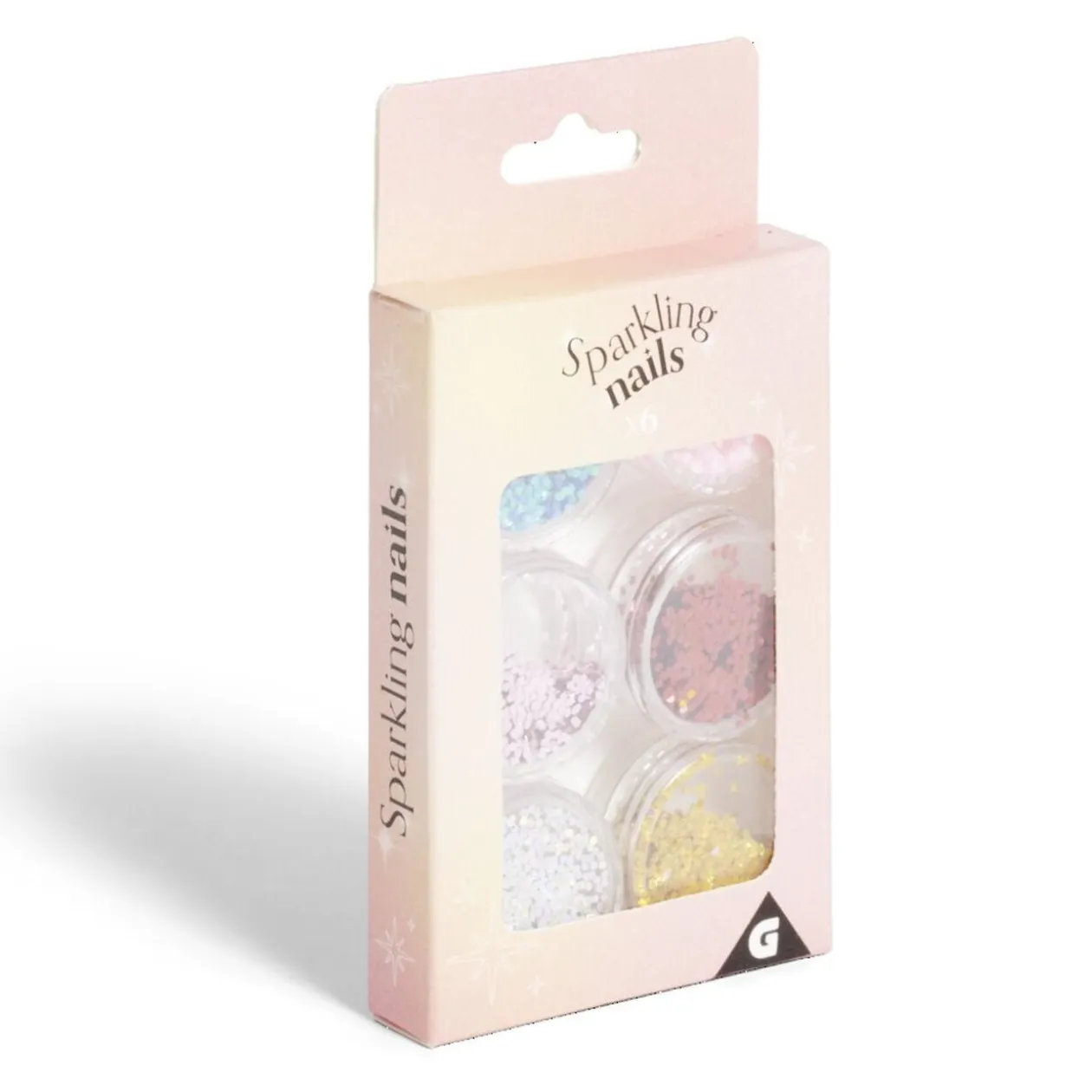 Strass autocollants pour ongles 6 pots paillettes rose bleu doré