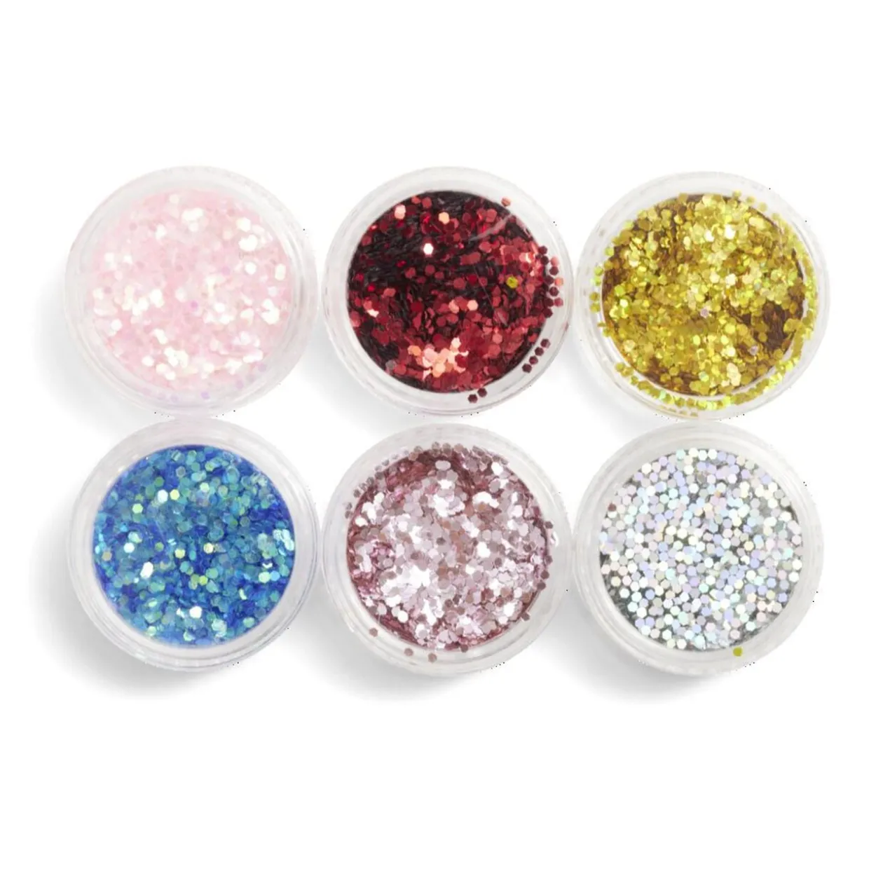 Strass autocollants pour ongles 6 pots paillettes rose bleu doré