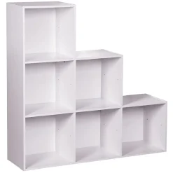 Structure Box Cube 6 cases escalier 103,2x30x103,2cm bois blanc