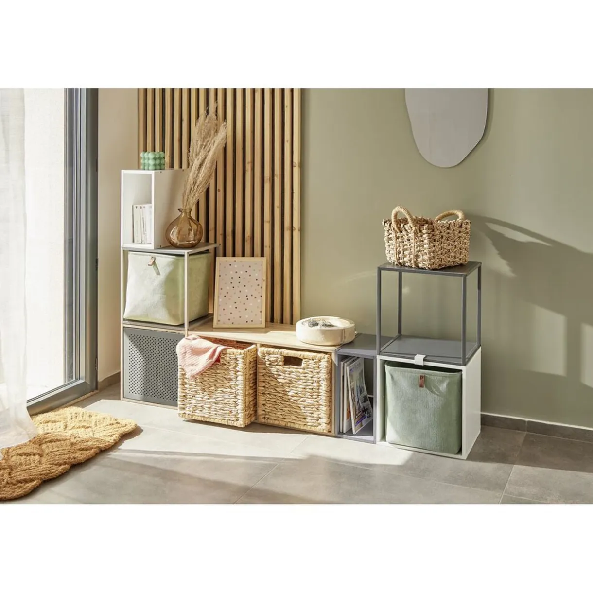 Structure Box Cube 2 cases 35x30x70cm bois naturel < Gifi New