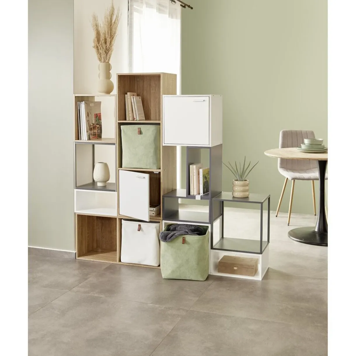 Structure Box Cube 2 cases 35x30x70cm bois naturel < Gifi New