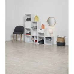 Structure Box Cube 4 cases 35,2x30xH.137,2cm bois blanc < Gifi