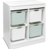 Structure de rangement carrée pour 4 bacs coulissants