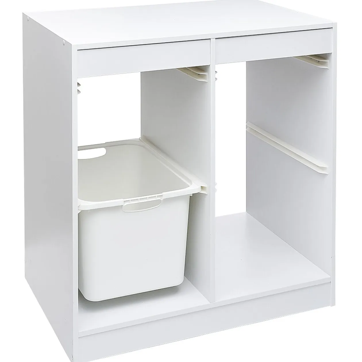 Structure de rangement carrée pour 4 bacs coulissants