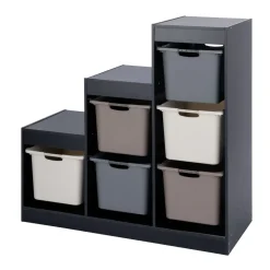 Structure de rangement en contreplaqué blanc forme escalier 97x44xH94cm