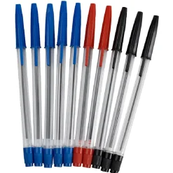Stylo bille bleu noir rouge x10