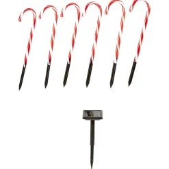 Sucre d'orge lumineux solaire x6 24 LED H43cm < Gifi