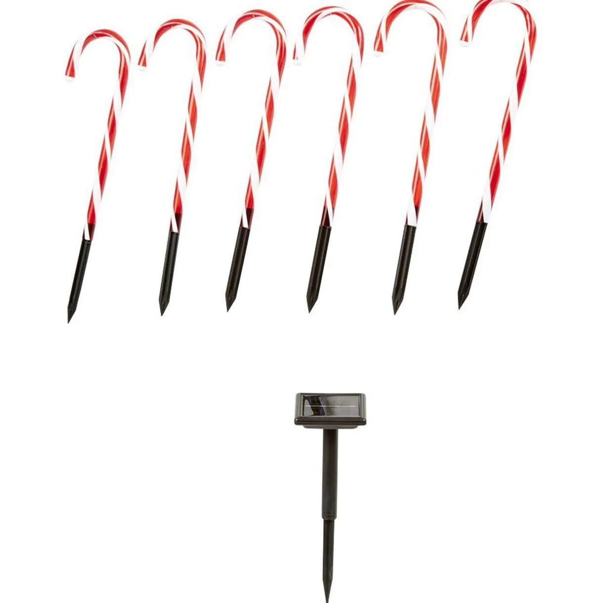 Sucre d'orge lumineux solaire x6 24 LED H43cm < Gifi