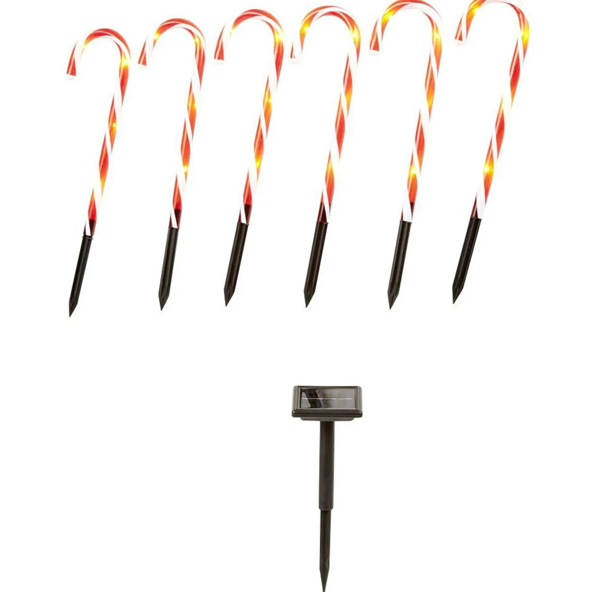 Sucre d'orge lumineux solaire x6 24 LED H43cm < Gifi