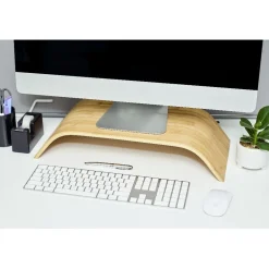 Support écran ordinateur bambou 54xH10x24cm < Gifi New