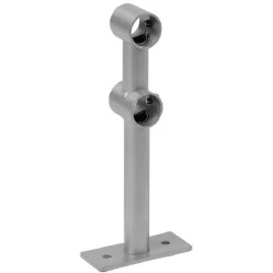 Support double fixe métal gris pour tringle à rideau Ø1,6xL15,5cm