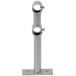 Support double fixe métal gris pour tringle à rideau Ø1,6xL15,5cm